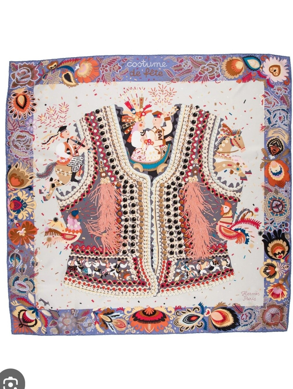 NWT HERMES | Costume De Fete Silk Scarf Purple